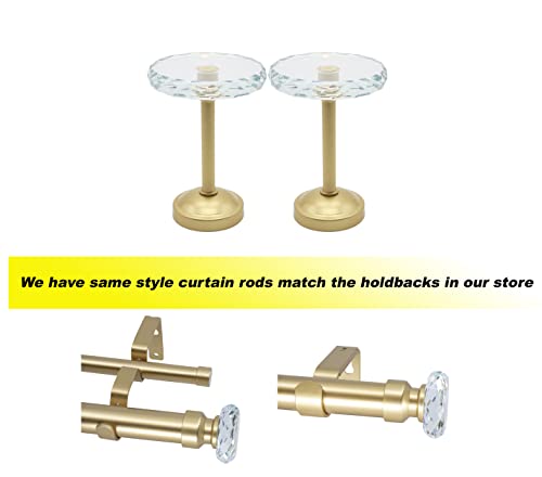 Set of 2 Cut Crystal Window Drapery Medallion Holdbacks, Curtain Tiebacks, Wall Hook, Tassel Holder, Gold - color: Gold