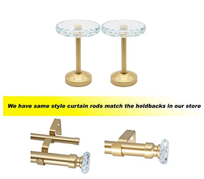 Set of 2 Cut Crystal Window Drapery Medallion Holdbacks, Curtain Tiebacks, Wall Hook, Tassel Holder, Gold - color: Gold