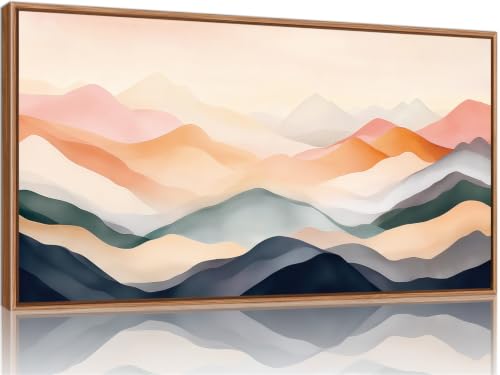 SIGNINART Boho Abstract Mountain Framed Canvas Wall Art, Earthy Toned Nature Landscape Wall Decor, Watercolor Scenery Artwork, Modern Minimalist Art Paintings for Living Room Bedroom Office 20"x40" - color: Boho Abstract Mountain, size: 40"L x 20"W