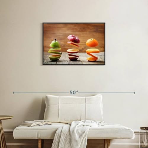 ElephantStock Sliced Fruits Wall Art - Horizontal Framed Canvas - 1-Piece Kitchen Wall Decor - Photography Photographic Canvas Print - Beige and Green Decor for Wall - 31" X 21" - color: Sliced Fruits Wall Art Canvas Floating Frame Single Piece, size: 31"