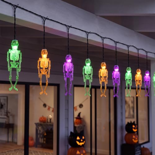 8.5FT Halloween String Lights Plug in with 10 LED Dropping Skeleton Lights - color: Dropping Skeleton Lights
