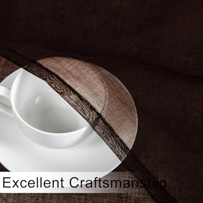 DWCN Sheer Valance, Semi Vole Curtain Valance for Cafe, Bedroom, Basement, Rod Pocket Linen Look Drapes, 1 Panel, Brown, 42 by 18 Inches Long - color: Brown, size: 42"W x 18"L (Pack of 1)