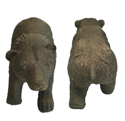 Rustic Bear Statue Shelf Decor - color: Black Brown-s