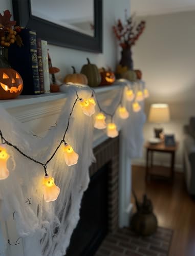 8.5FT Halloween White Ghost String Lights, Plug-in 10 LED Decor - color: Fairy Lights