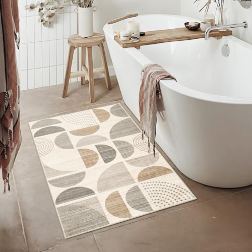 MUJOO Boho Small Rug Washable,2x3 Area Rugs Non Slip Modern Abstract - color: Beige and Cream, size: 2' x 3' (Rectangular)