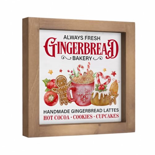 Gingerbread Bakery Sign Wooden Christmas Coffee Table Wall Decor - color: white-8
