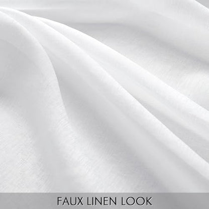 MIULEE Semi White Linen Textured Sheer Curtains 54W×84L Rod Pocket 2 Panels - color: White, size: 54"W x 84"L (Pack of 2)