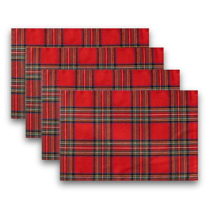 AQOTHES Christmas Plaid Placemats Set of 4 Red Green 12x18 Inch Table Decor - color: Red Big Plaid