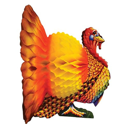 Beistle Tissue Turkey Centerpiece Thanksgiving Table Decor 1 Pack 12 Inch