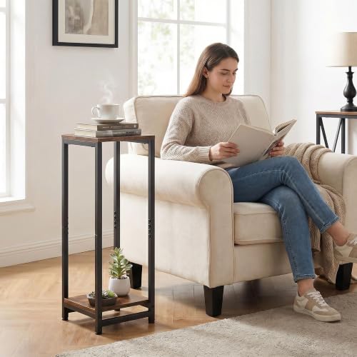 2-Tier Tall Plant Stand Indoor, Small Square Side Table for Home - size: 2-Tier