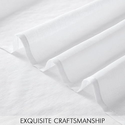 MIULEE Semi White Linen Textured Sheer Curtains 42W×90L Rod Pocket 2 Panels - color: White, size: 42"W x 90"L (Pack of 2)