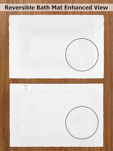 COTTON CRAFT 2 Pack Reversible Bath Mat - Soft Plush Bath Rug -20x30- White - color: White, size: 20x30 Inches