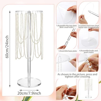 Amyhill 10 Pcs Tall Vases Wedding Centerpiece for Tables 23.6'' Acrylic Wedding Flower Stand Flower Vase Floral Stand with Pearl Chain for Reception Dinner Tables Party Ceremony Birthday Event Decor