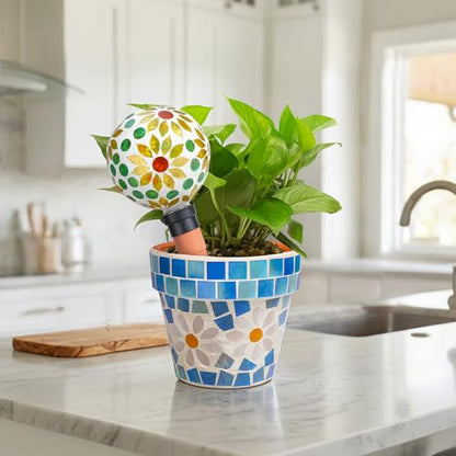Ceramic Small Plant Pot with Drainage Hole, 4 in Succulent Planter - color: Flower