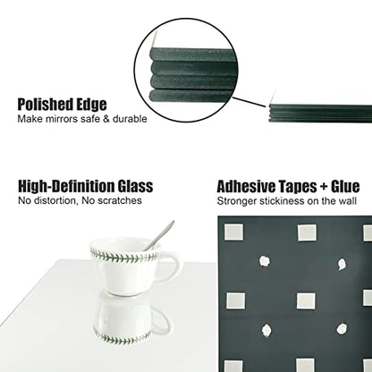 TRAHOME Home Gym Mirror Tiles for Wall, 12"x12"x12PCS Full Length Mirror - size: 12"x12" (12 PCS)