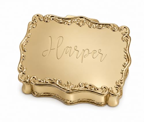 Cherished Moments Personalized Rectangle Jewelry Box with Name - color: Gold Name