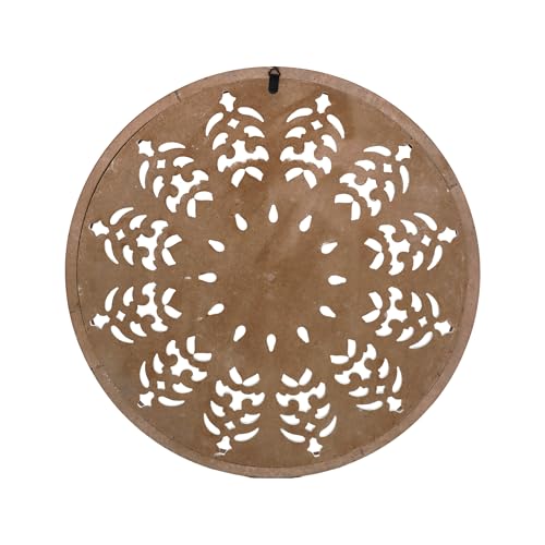 TwinLakes 24.8’’ Wooden Carved Mandala Wall Sculptures, Round Cutout Floral Wall Panel, Bohemian Wall Art for Living Room, Bedroom, Kitchen, Entryway