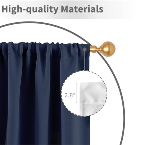 Blue White Curtains, Ombre, 2 Panels, 42" W x 63" L, Rod Pocket - color: Navy Blue, size: 42"W x 63"L (Pack of 2)