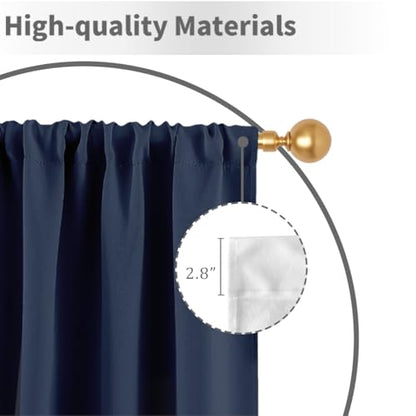 Blue White Curtains, Ombre, 2 Panels, 42" W x 63" L, Rod Pocket - color: Navy Blue, size: 42"W x 63"L (Pack of 2)