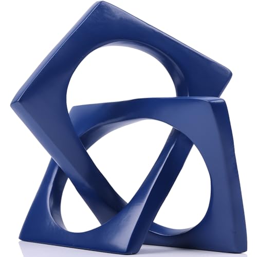 Modern Geometric Sculpture Navy Blue Knot Statue Decor, Home Blue Bookcase Centerpiece jax Decorative, Geometric Tabletop Sculpture and Figurines, For Navy Home Decor Accent, Cube Decorative Ornaments - color: Bule