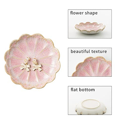 BEUNAIZER Jewelry Dish Tray, Ring Dish, Ceramic Trinket Tray, Key Bowl - color: Pink