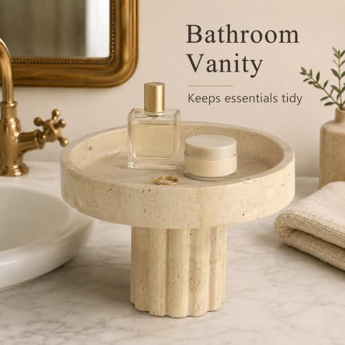 YMXYJM,Travertine Decorative Tray,Marble Tray with Legs,Beige - color: Beige Travertine