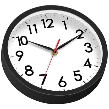 AKCISOT 8 Inch Wall Clock, Silent Battery Operated Analog Clock, Black - color: A_black, size: 8 Inch