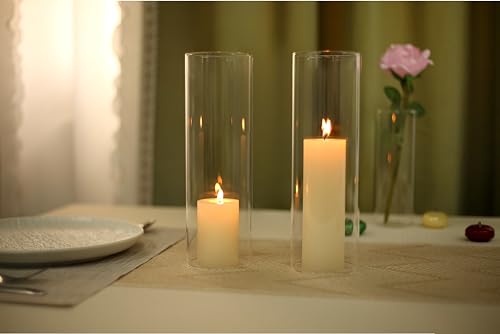 CYS EXCEL 6 PCS (H:10" D:3") Open Ended Glass Hurricane Candleholder Tube Shade Bottomless Candle Chimney Cover - size: 3" wide x 10" tall