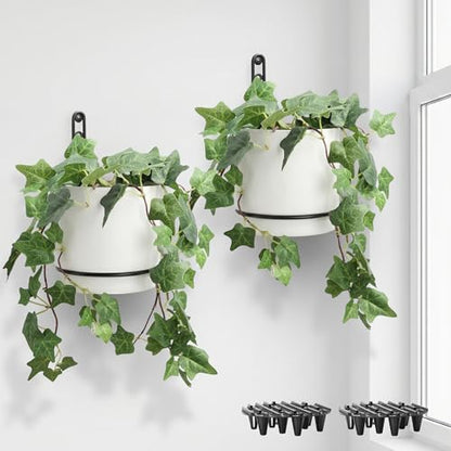 Self-Watering Wall Planters for Indoor Outdoor Plants (5.9 inch) - color: White