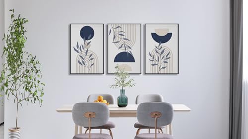 Large Framed Boho Wall Art, Mid Century Botanical Line Art, 16"x24"x3 - color: neutral, size: 16" X 24" X 3pcs Framed