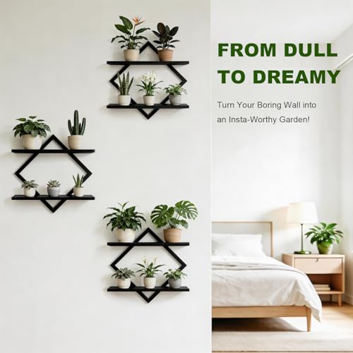 Set of 3 Wall Plant Holder, Black - color: Black-3pack