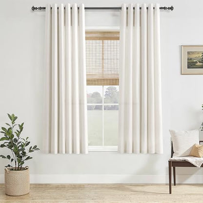 Jowels Natural Linen Grommet Curtains 60 Inch Long 2 Panels for Living Room - color: Natural, size: 40"W x 60"L (Pack of 2)