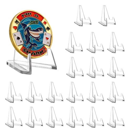 LuluCircle Acrylic Coin Display Stands, 1.4 Inch, 20 Packs,Challenge Coins Holders, Mini Easel Holders, Display Stand for Sports Cards, Casino Chips, Poker Guards, Greeting Cards, Challenge Medallions, AA Coins