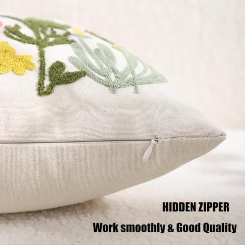 Embroidered Throw Pillow Covers 18x18 Pack of 2 Daisy Flowers - color: Floral Daisy