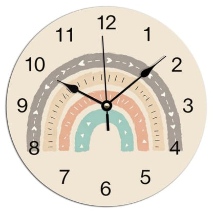 ArogGeld Boho Rainbow Wall Clock for Classroom Earthy Tones Round Clocks - color: A11-6, size: 12x12in