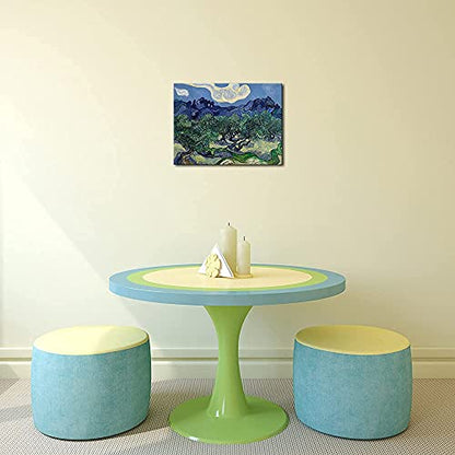 Wieco Art Olive Trees by Van Gogh Oil Paintings Reproduction Artwork Abstract Canvas Prints Wall Art Stretched and Framed Abstract Landscape Pictures Ready to Hang for Home Office Decorations - size: 16"L x 12"W
