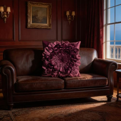 OiseauVoler Decorative 3D Flower Throw Pillow Covers 18x18 Inch Wine Red - color: Wine Red
