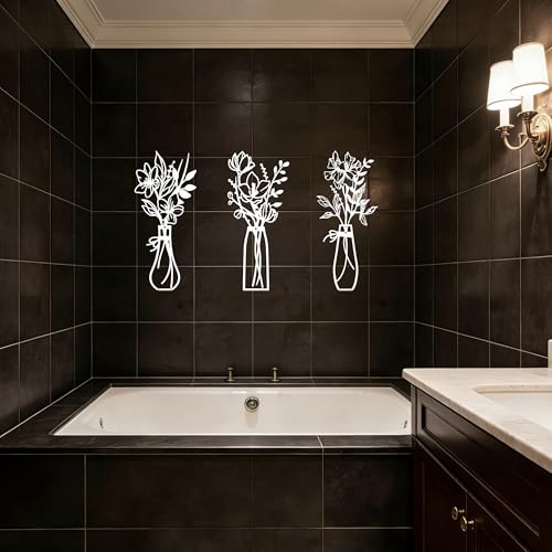 Embewhis Wall Decor Metal Flowers 3pcs, Rustic Farmhouse Flower Sculptures, 13.7" Wall Art Decor, Drill-Free Install Option for Living Room, Kitchen, Bedroom & Bathroom - size: J