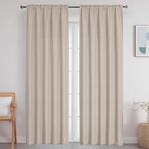 Linen Curtains for Bedroom Living Room 96 Inches Long 2 Panels Set, Light Filtering Faux Linen Textured Soft Airy Solid Rod Pocket Curtains Drapes, Linen, 2 Pcs Each 50Wx96L Inch - color: Linen, size: 50"W x 96"L (Pack of 2)