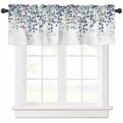 Dark Blue Eucalyptus Leaves Valances for Windows 1 Panel, 54x18 in - color: Eucalyptus Leaves-dark Blue, size: 54"W x 18"L (Pack of 1)