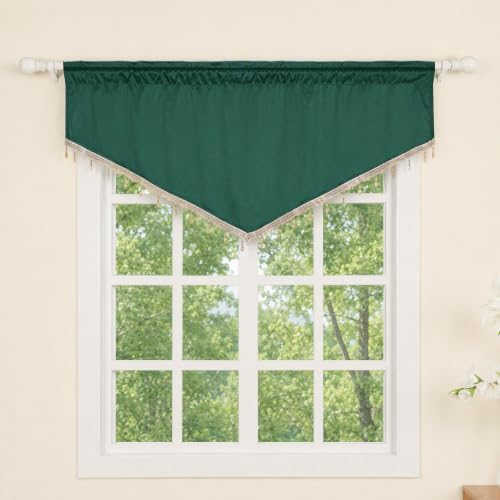 Molaxhome Swag Curtain Scalloped Curtain Valance Drape Sheer Lace Panel 1pc - color: Cloth Green