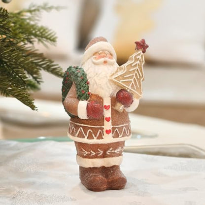 Gingerbread Santa Claus Figurines Gingerbread Christmas Decorations Indoor Resin Santa Figurines Decor Christmas Kitchen Table Party Decorations