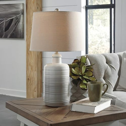 Signature Design by Ashley 25 in Ceramic Table Lamp Set of 2, Taupe - color: Taupe
