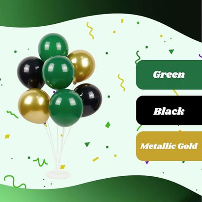 60pcs Green and Black Balloons 12inch with Dark Green Gold Balloons - color: Green Black Gold