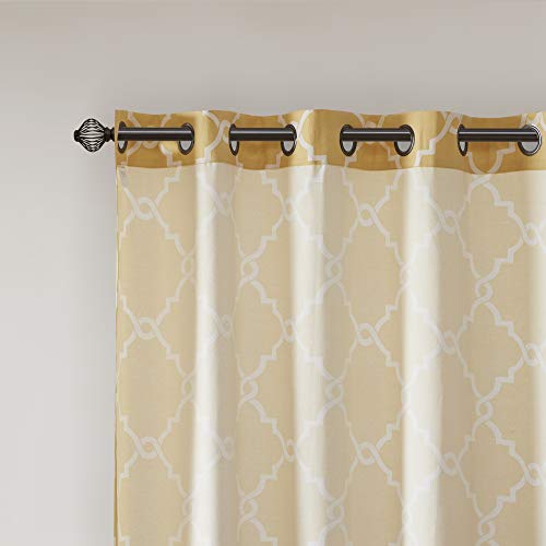 Madison Park Fretwork Print Window Curtain 1 Panel, 50x63 Yellow/White - color: Yellow/White, size: 50"W x 63"L (Pack of 1)