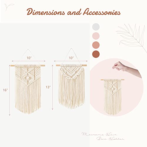 Mkono 2 Pcs Macrame Wall Hanging Boho Wall Art Decor Woven Chic Bohemian Room Decor for Bedroom Nursery Living Room Dorm Apartment, Small Size 13" L x 10" W and 16" L x 10" W - size: Small