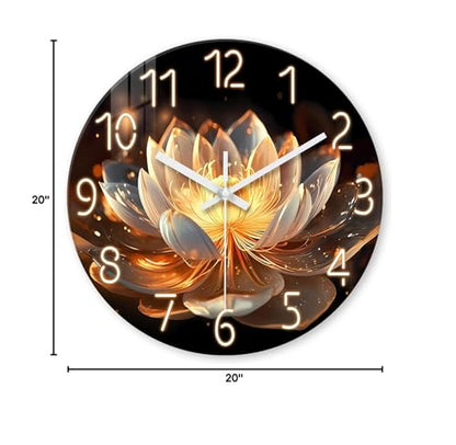 XFM Large Lotus Flower Wall Clock 20 inch Round Silent - color: Lotus Flower, size: 20 Inch