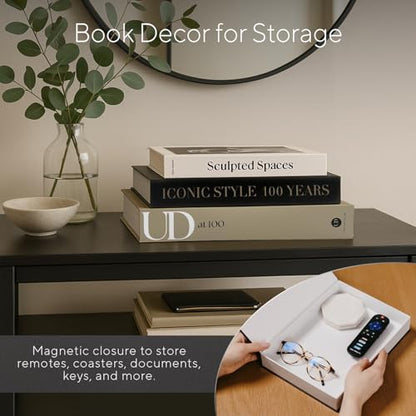 Designer Decorative Books Set of 3, Contemporary Faux Books with Storage
