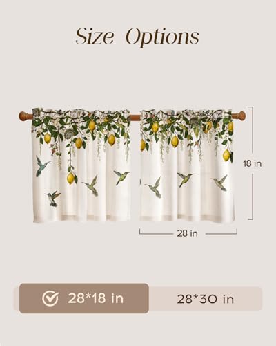 Miss Adola 18 Inch Length Kitchen Tier Curtains, Farmhouse Lemon - color: Farmhouse Lemon, size: 28"W x 18"L (Pack of 2)