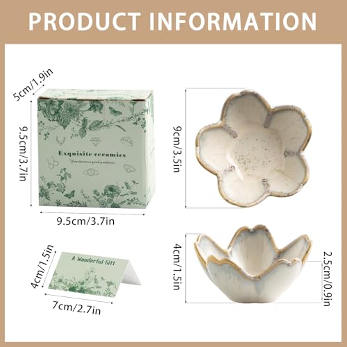 Mecaikru Ceramic Jewelry Tray, 3.5 in Flower Ring Dish with Gift Box & Card - color: grey
